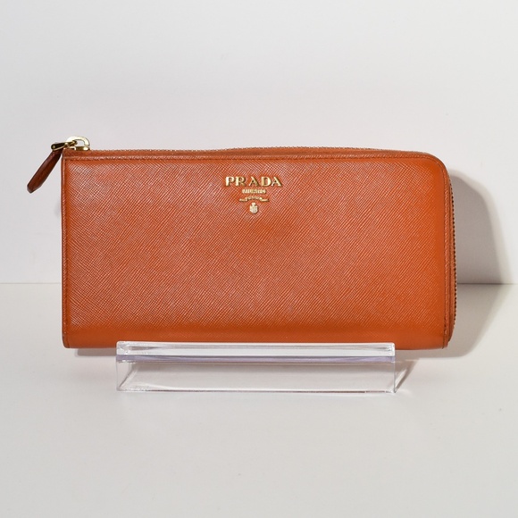 Prada Wallet Saffiano Leather Orange with Box - Picture 1 of 16